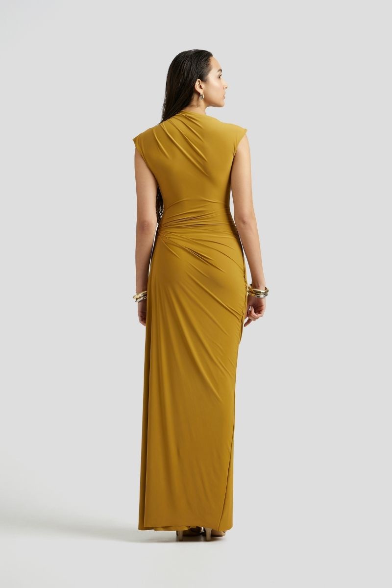 FIA MAXI DRESS IN OCHRE YELLOW - CULT MIA