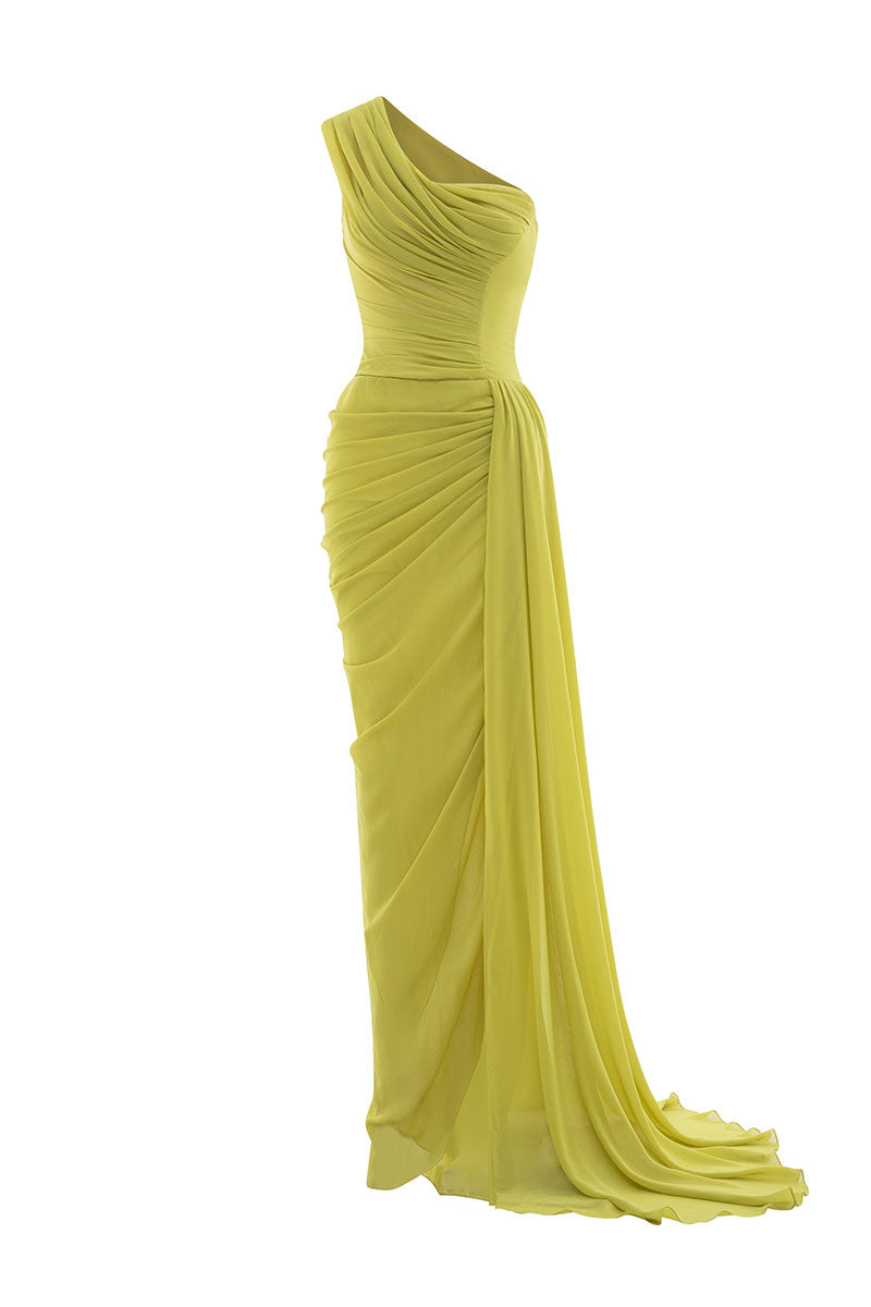 LIME DRAPED GOWN | CULT MIA