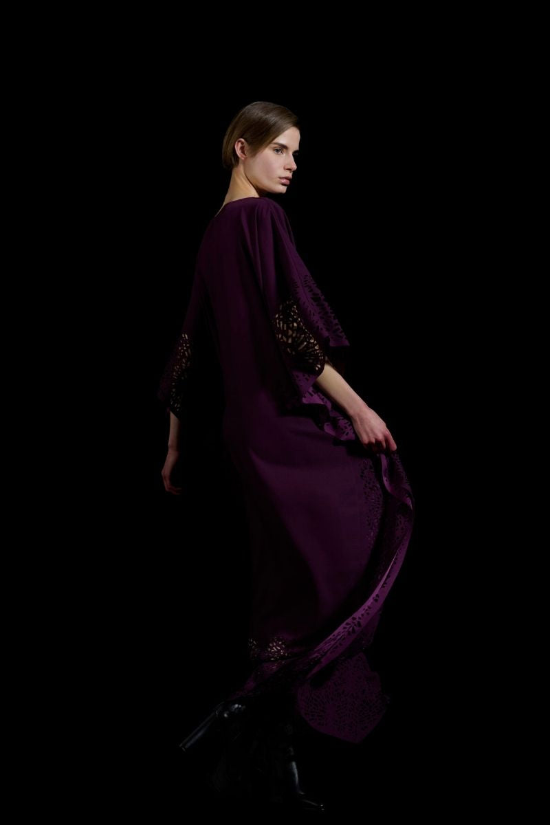 LASET-CUT KAFTAN IN PURPLE - CULT MIA