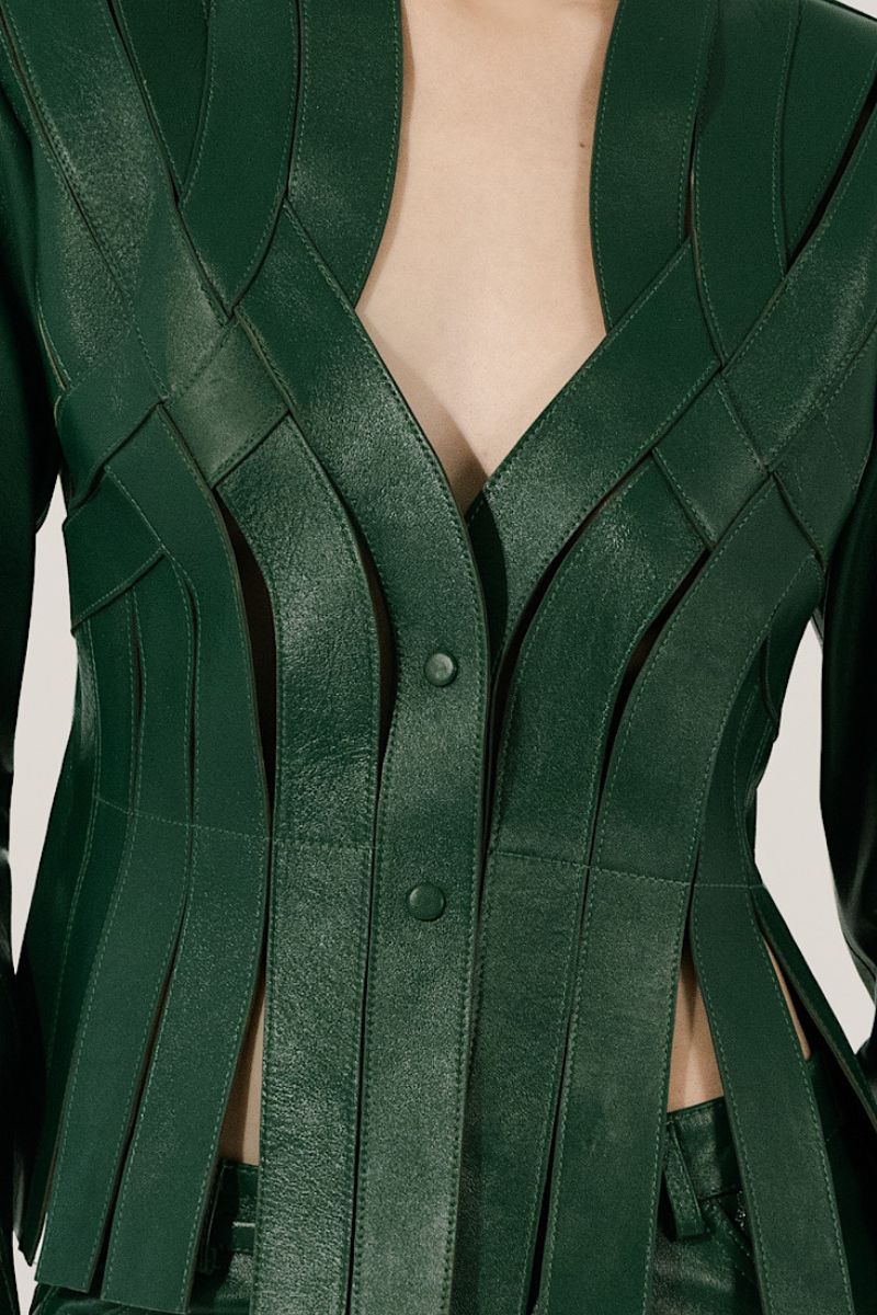 BRIANNA LEATHER JACKET IN OLIVE - CULT MIA