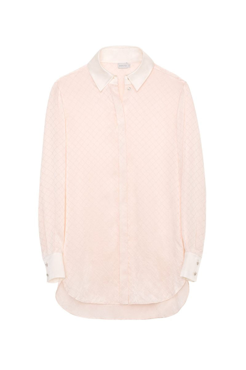 MONOGRAM SILK LONG SHIRT IN PINK - CULT MIA