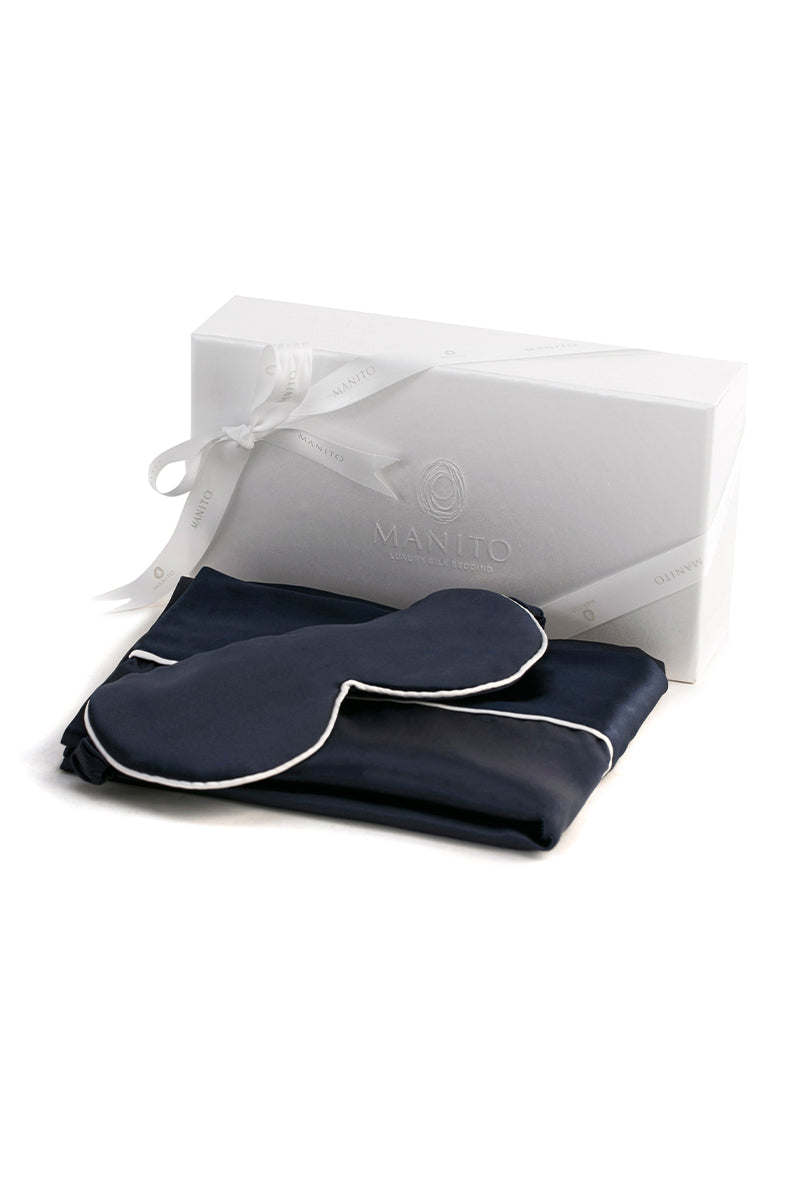 SWEET DREAMS SILK GIFT BOX IN NAVY BLUE - CULT MIA