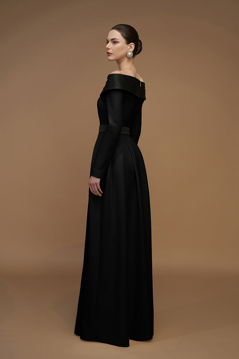 CREPE DE CHINE AND SILK TAFFETA GOWN - CULT MIA