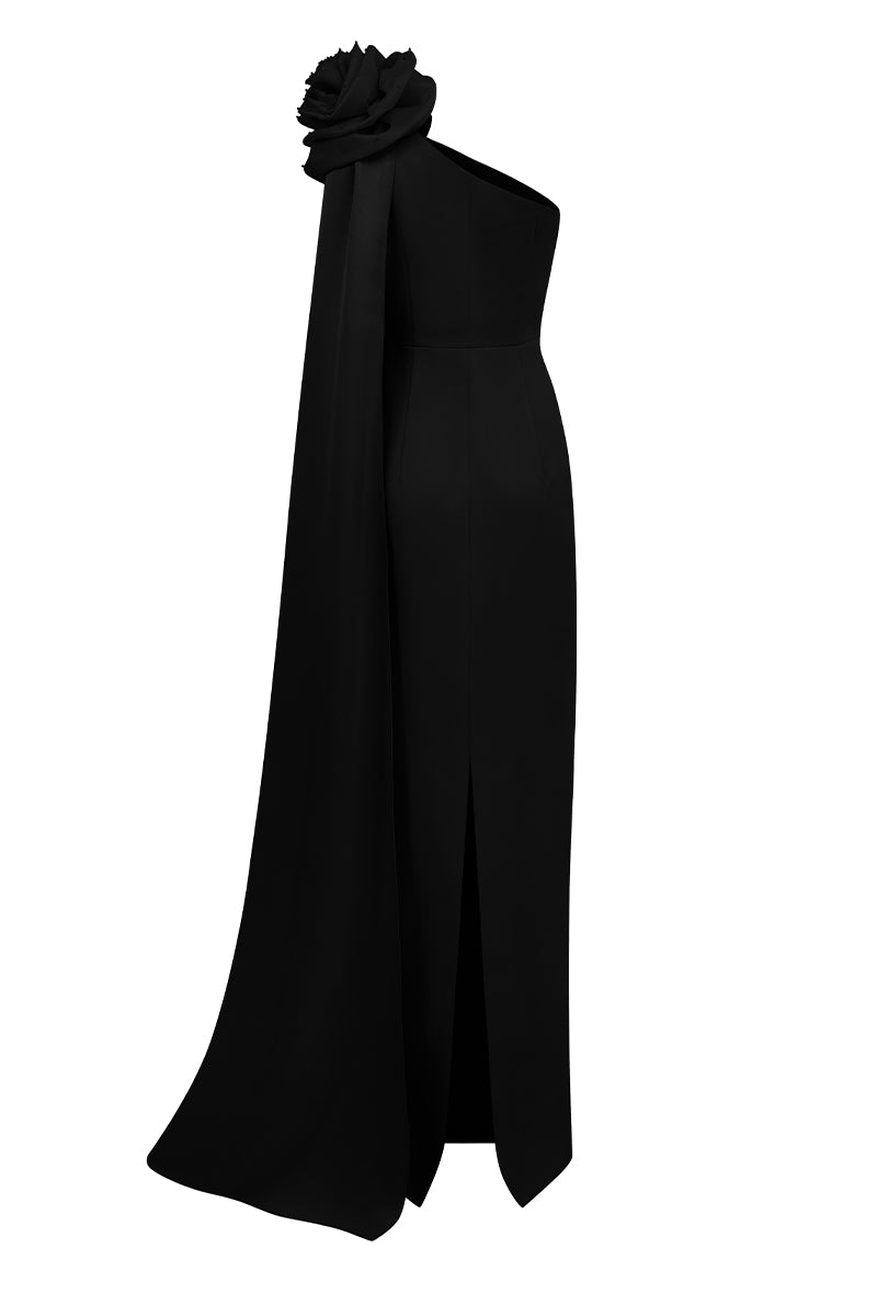 CREPE AND SILK TAFFETA DRESS IN BLACK - CULT MIA