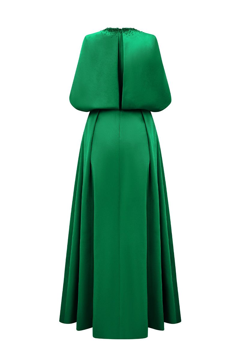 SILK TAFFETA DRESS IN GREEN - CULT MIA