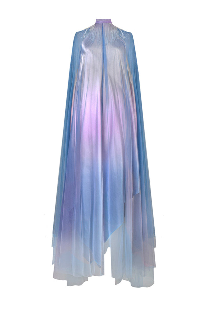 satin dress with chiffon overlay Silk Dress w/Chiffon V Neck Overlay