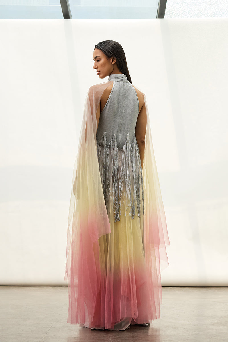 THE TWILIGHT HALTER FRINGED DRESS - CULT MIA