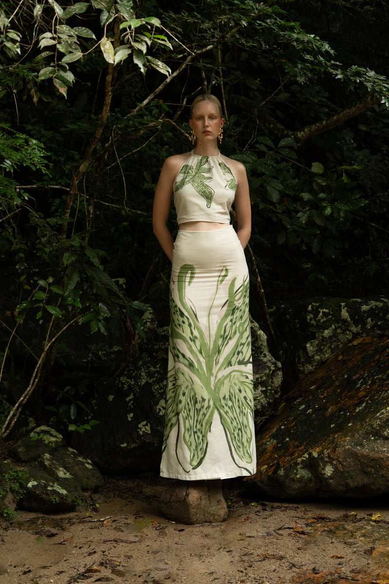 AMAL SKIRT IN GREEN PRINT - CULT MIA