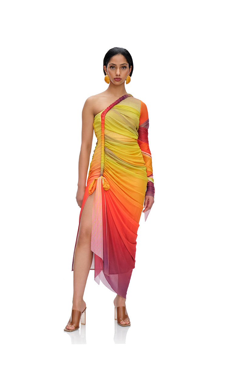 TURI MESH DRESS IN MULTIPRINT - CULT MIA