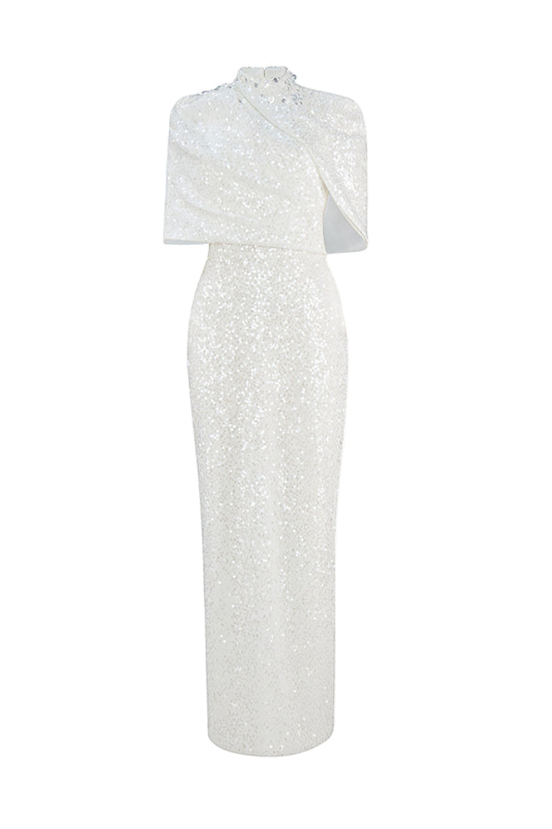 sequin draped dress Nadine Merabi Celina Gold Dress XS