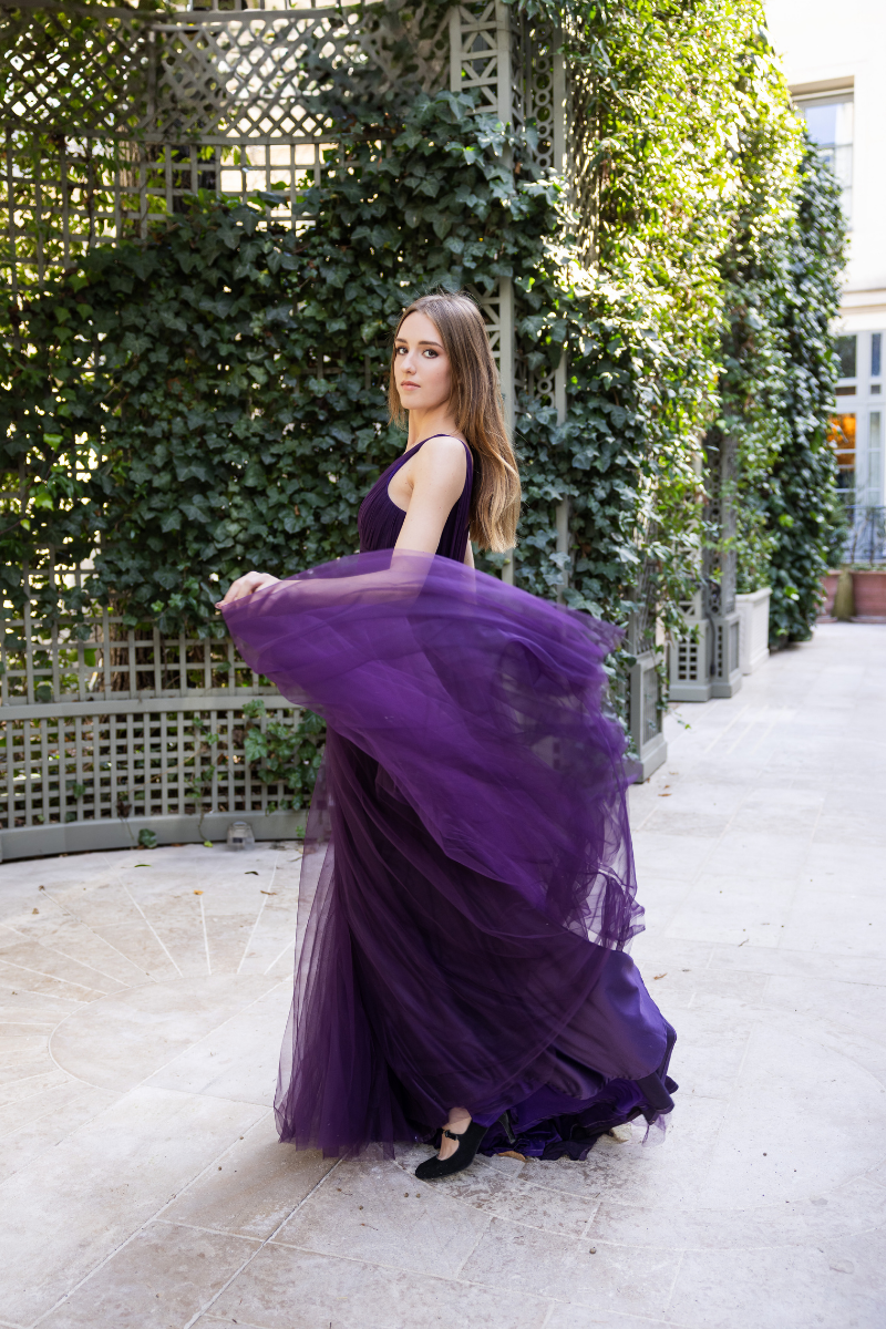 ETHEREAL TULLE A-LINE GOWN IN PURPLE - CULT MIA