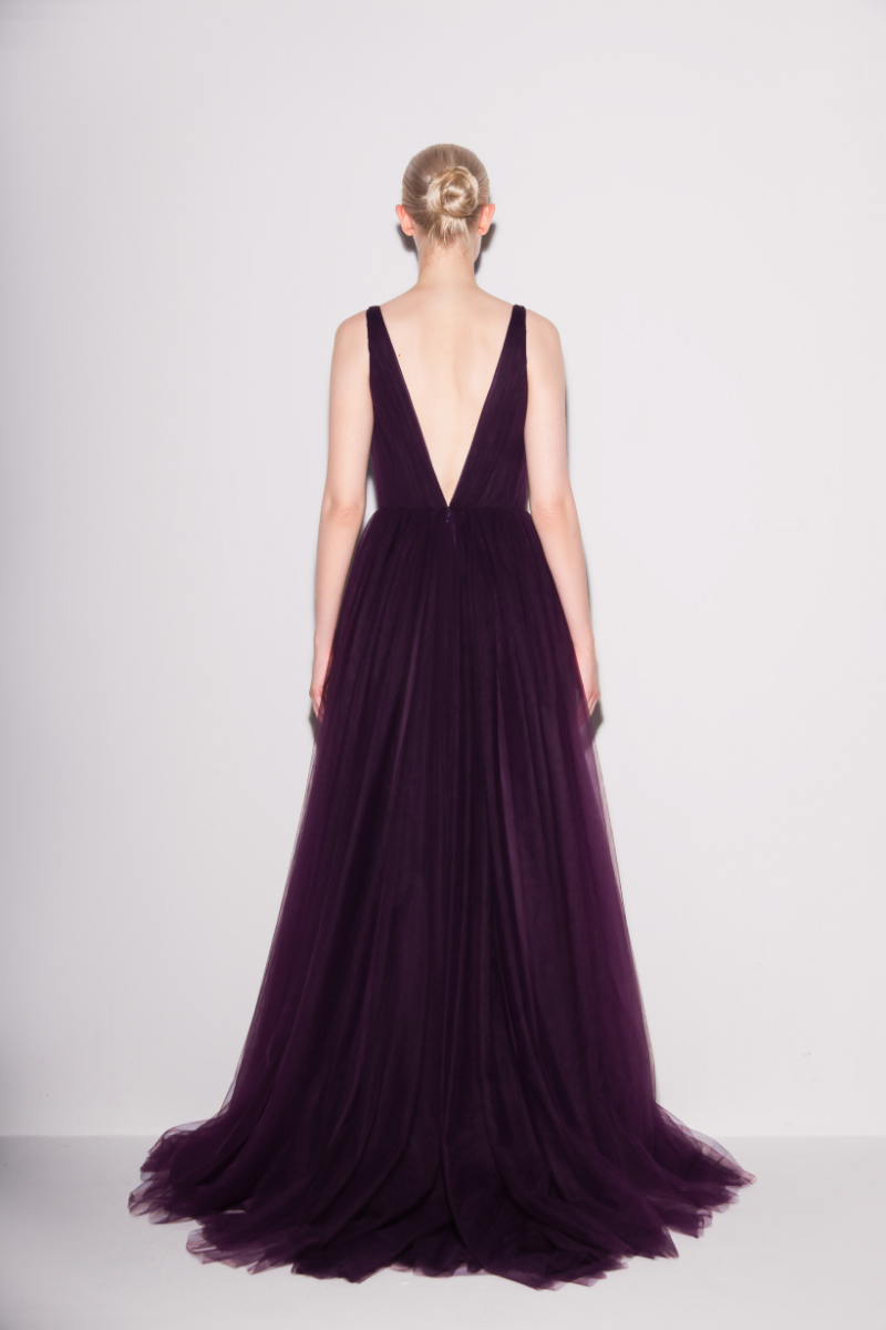 ETHEREAL TULLE A-LINE GOWN IN PURPLE - CULT MIA