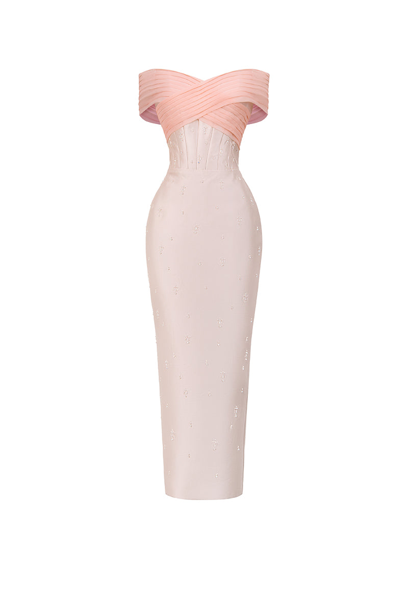 PINK TAFFETA PLEATED DRESS - CULT MIA