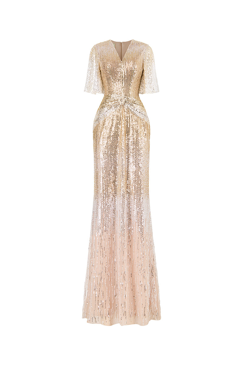 SEQUIN WAIST PLEATED DRESS - CULT MIA