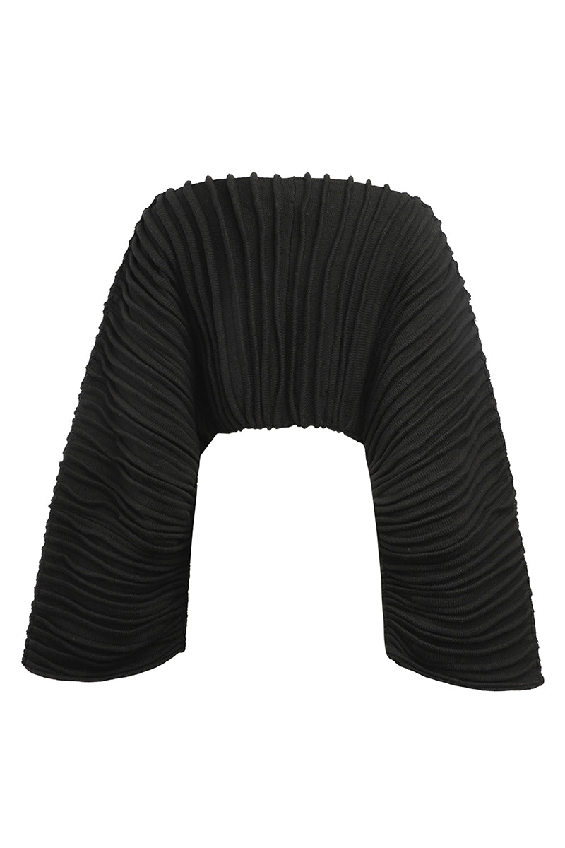 ACCORDION SNAIL SWEATER IN BLACK - CULT MIA