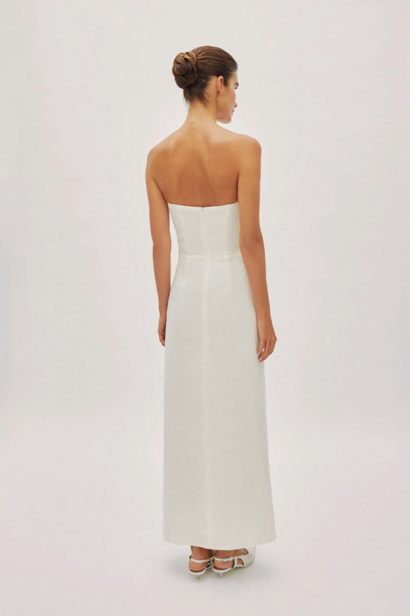 ALAIA WHITE LINEN TWIST MAXI DRESS - CULT MIA