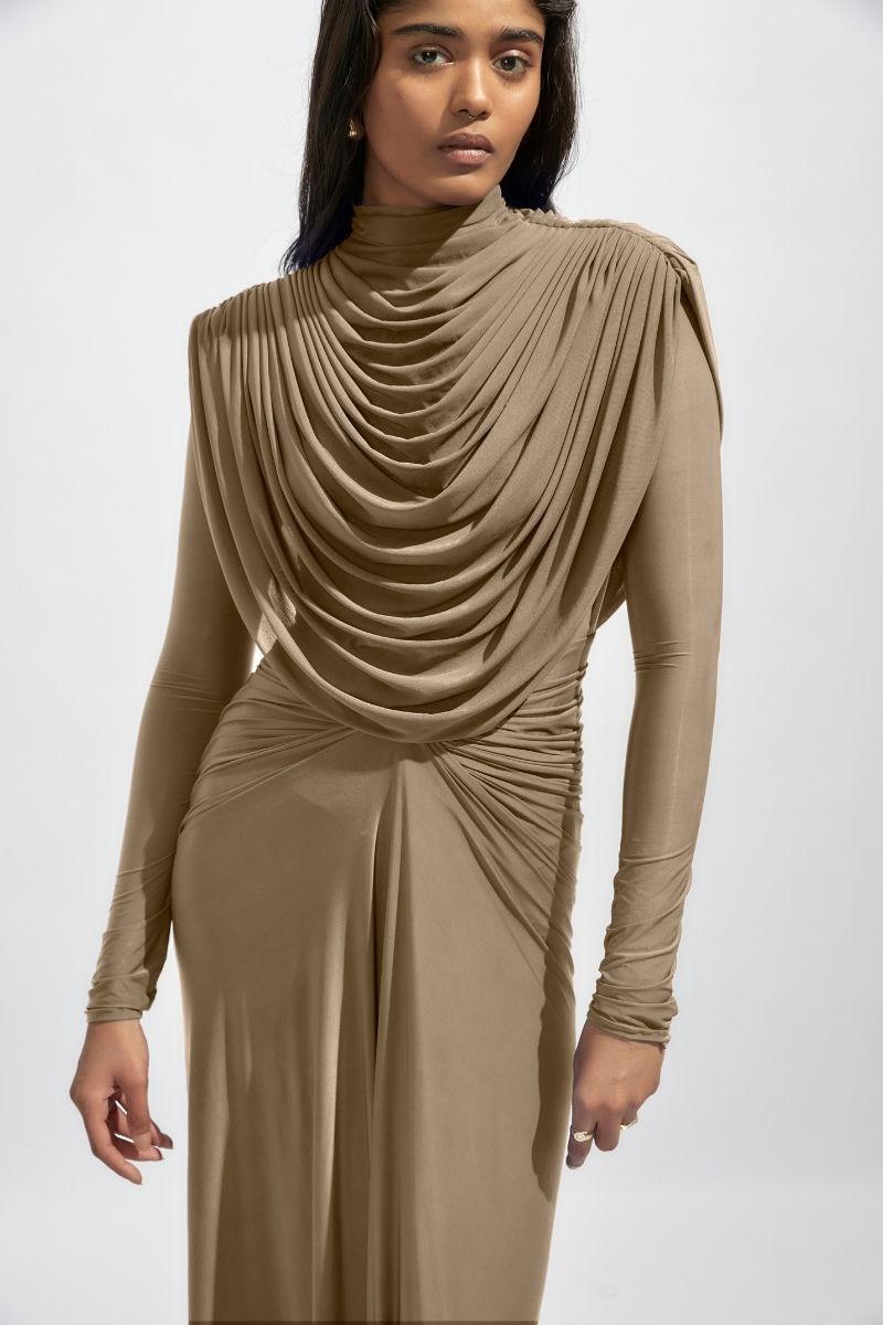 ALMA FRENCH GRAY MAXI DRESS - CULT MIA