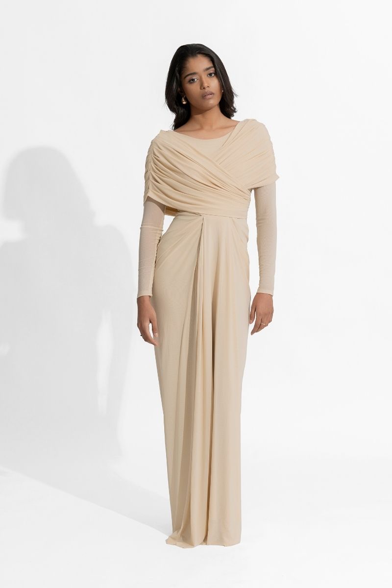 AMELIA BEIGE MAXI DRESS - CULT MIA