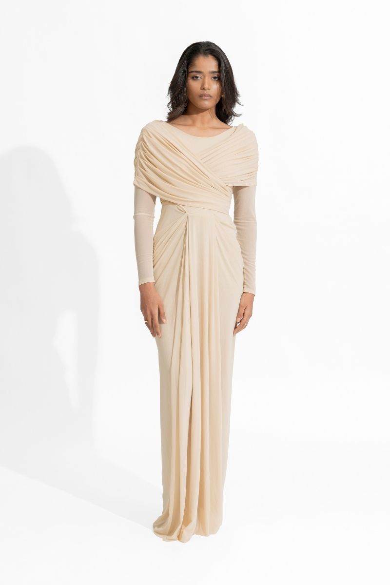 AMELIA BEIGE MAXI DRESS - CULT MIA