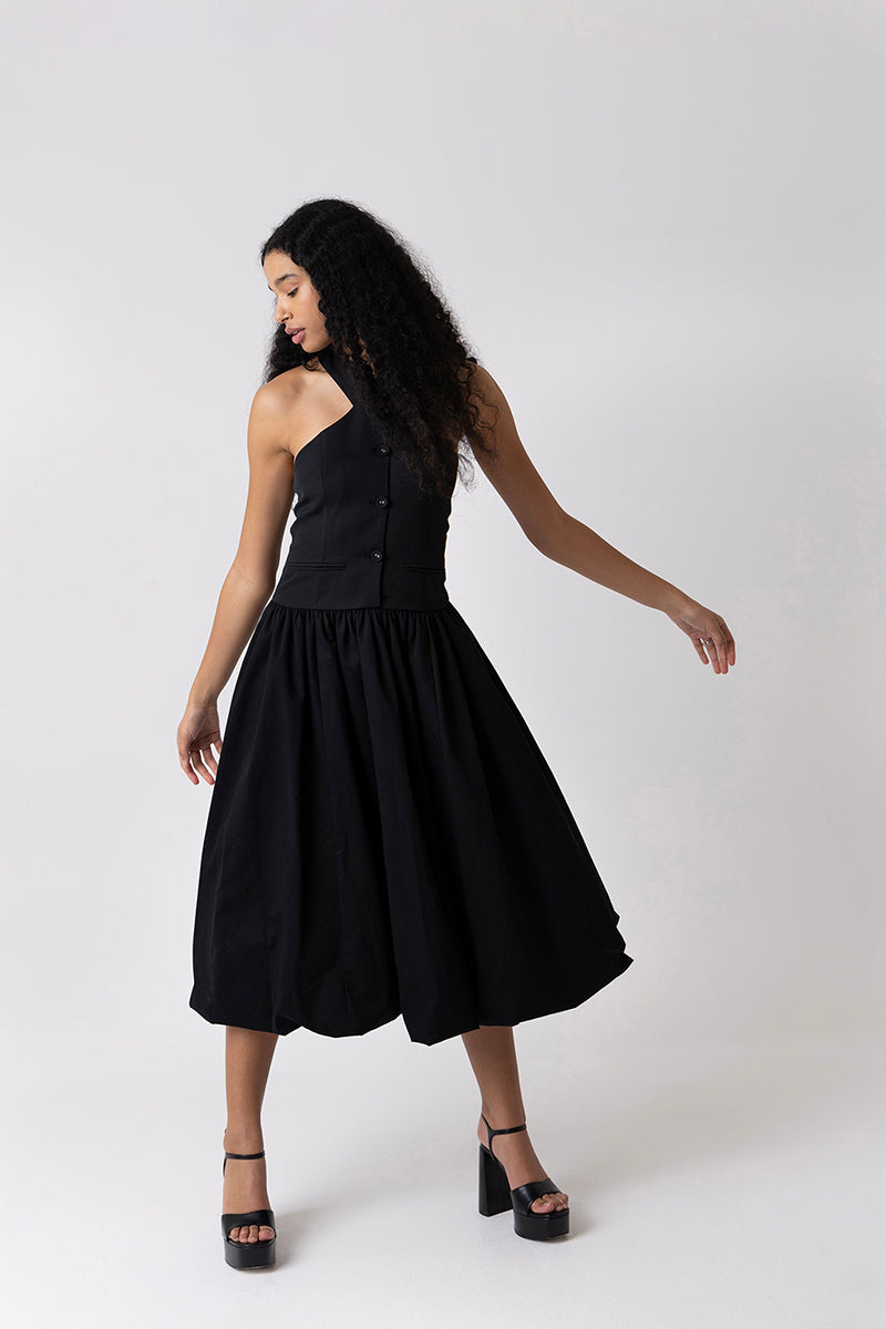 GARCELLE BLACK MIDI DRESS - CULT MIA