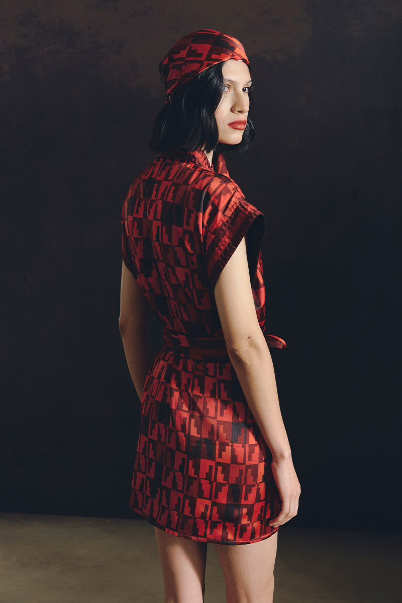 ANDEAN STEPS REVERSIBLE KIMONO IN ORANGE - CULT MIA