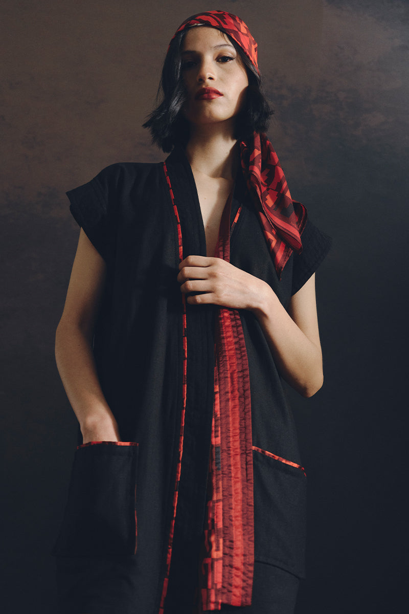 ANDEAN STEPS REVERSIBLE KIMONO IN ORANGE - CULT MIA
