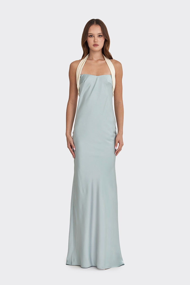 ANGELINE MAXI DRESS IN DUSTY BLUE - CULT MIA