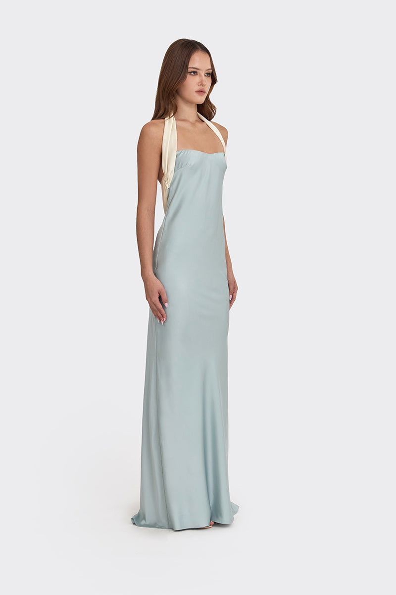 ANGELINE MAXI DRESS IN DUSTY BLUE - CULT MIA