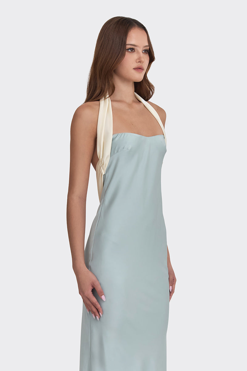 ANGELINE MAXI DRESS IN DUSTY BLUE - CULT MIA
