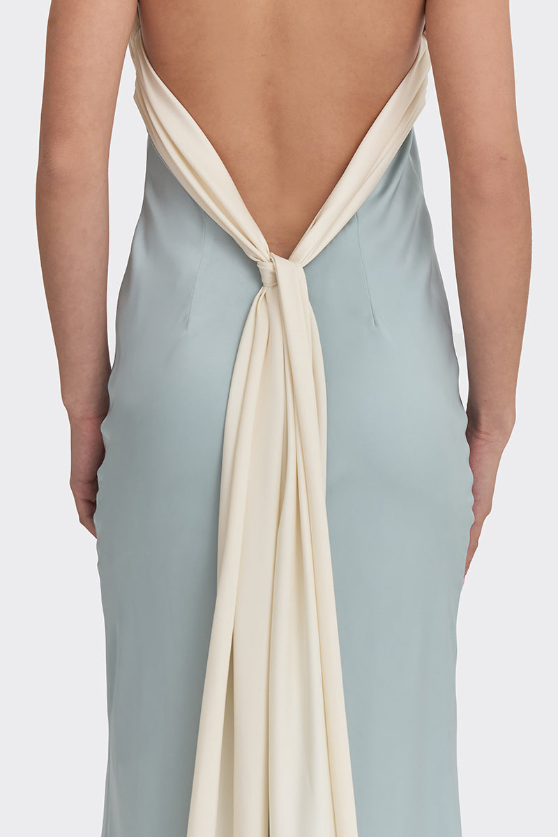 ANGELINE MAXI DRESS IN DUSTY BLUE - CULT MIA