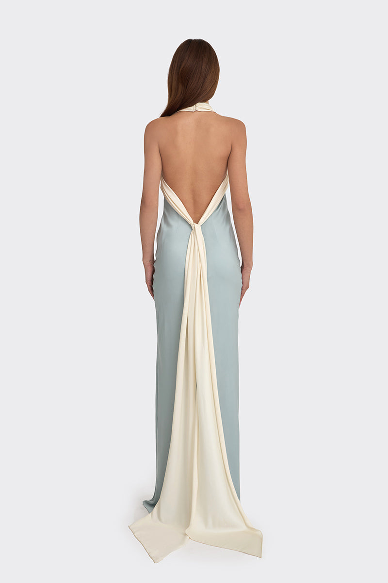 ANGELINE MAXI DRESS IN DUSTY BLUE - CULT MIA