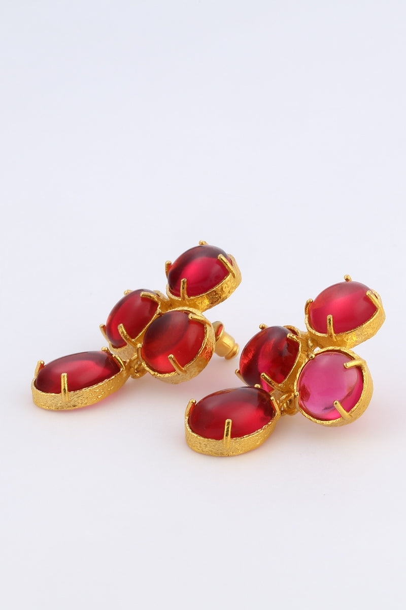 AQUA EARRINGS IN RUBY PINK - CULT MIA