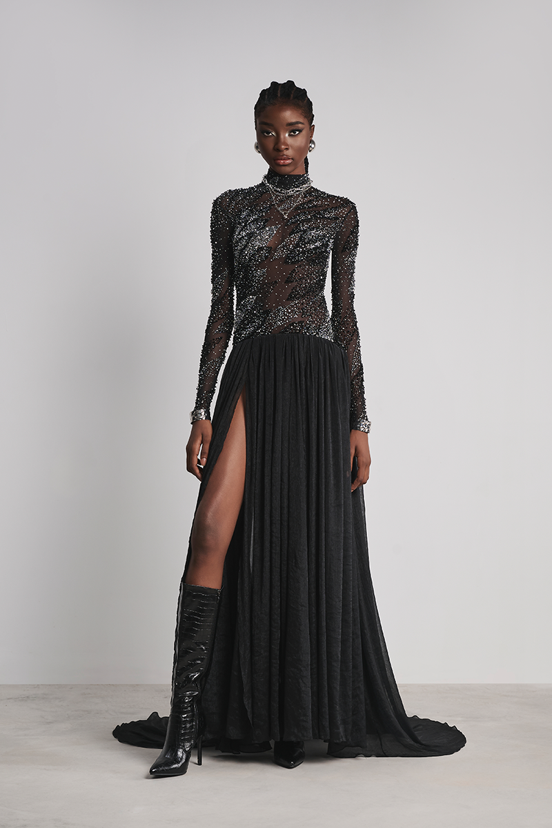 WINGED GRACE GOWN IN BLACK - CULT MIA