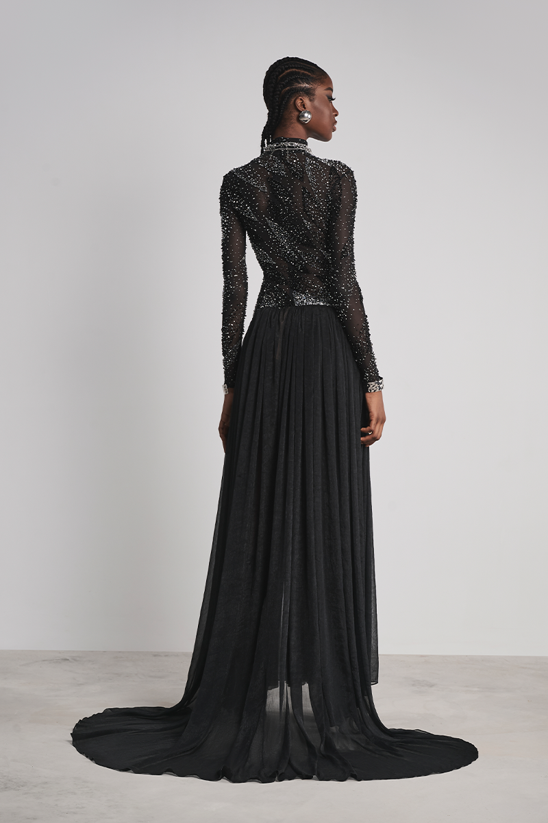WINGED GRACE GOWN IN BLACK - CULT MIA