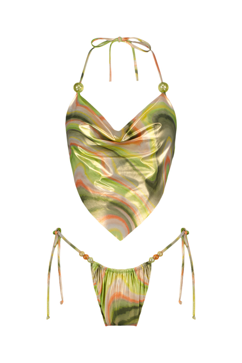 ARUNA BIKINI SET IN GREEN PRINT - CULT MIA
