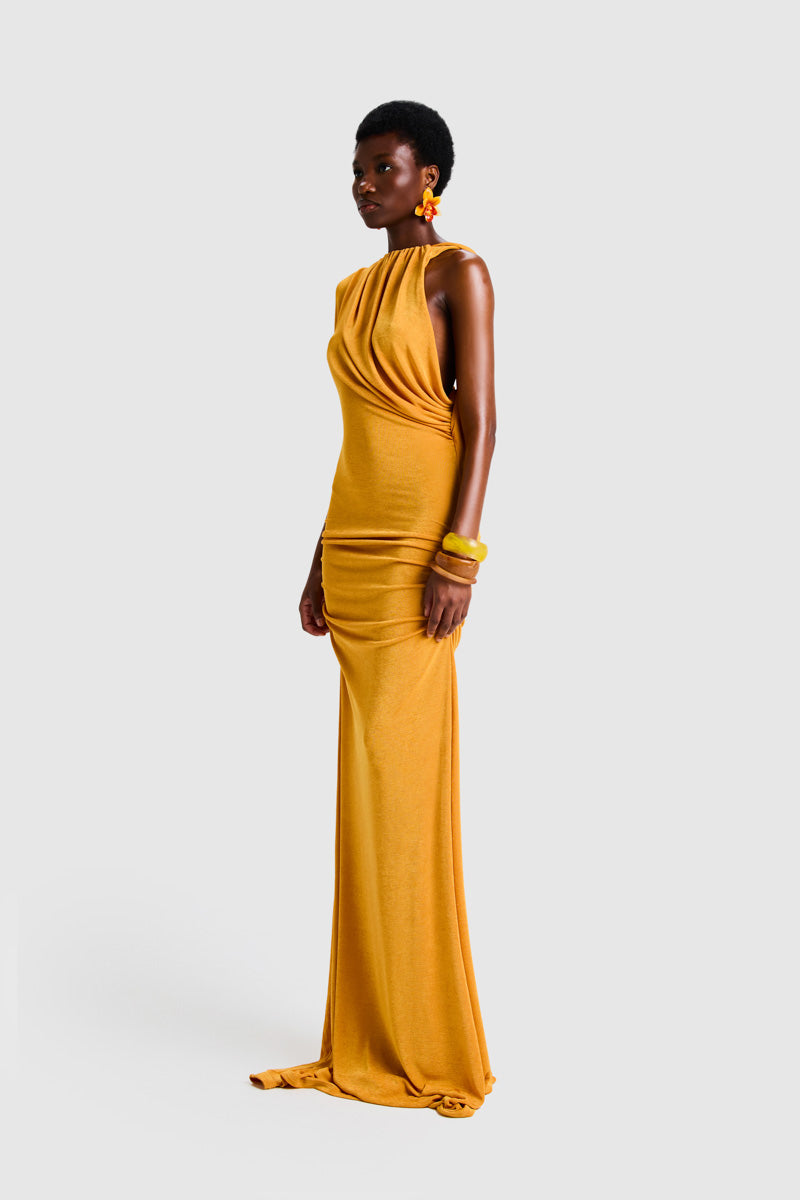 ASYMMETRIC NIYAH MAXI IN SWEET PINEAPPLE - CULT MIA