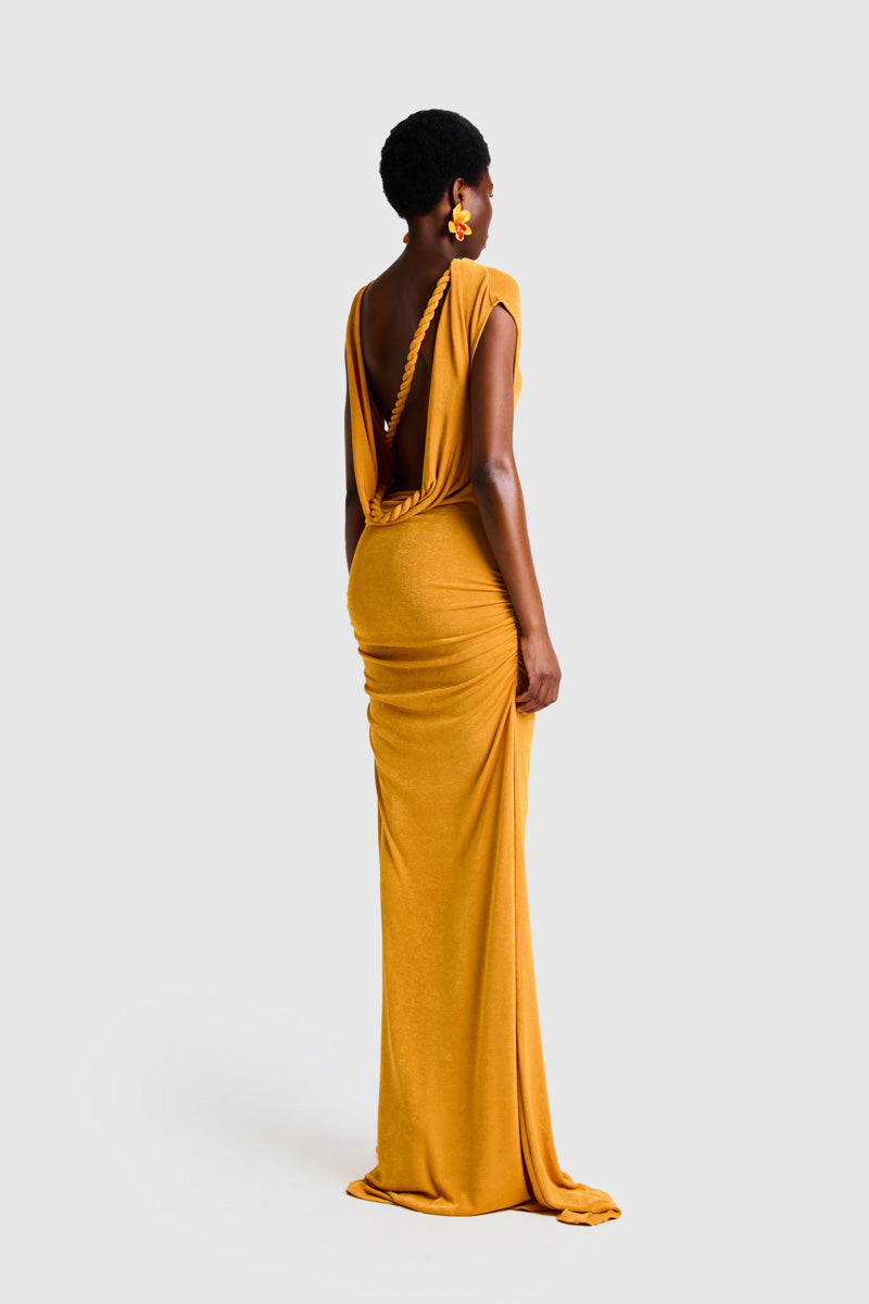 ASYMMETRIC NIYAH MAXI IN SWEET PINEAPPLE - CULT MIA