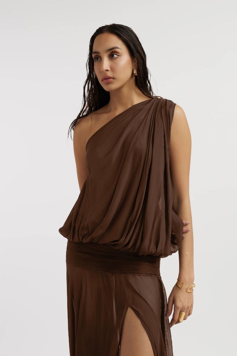 AVA CHOCOLATE BROWN MAXI DRESS - CULT MIA