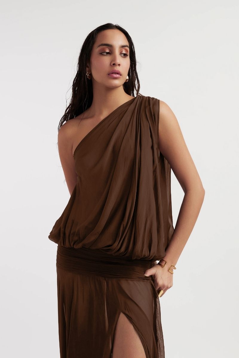 AVA CHOCOLATE BROWN MAXI DRESS - CULT MIA