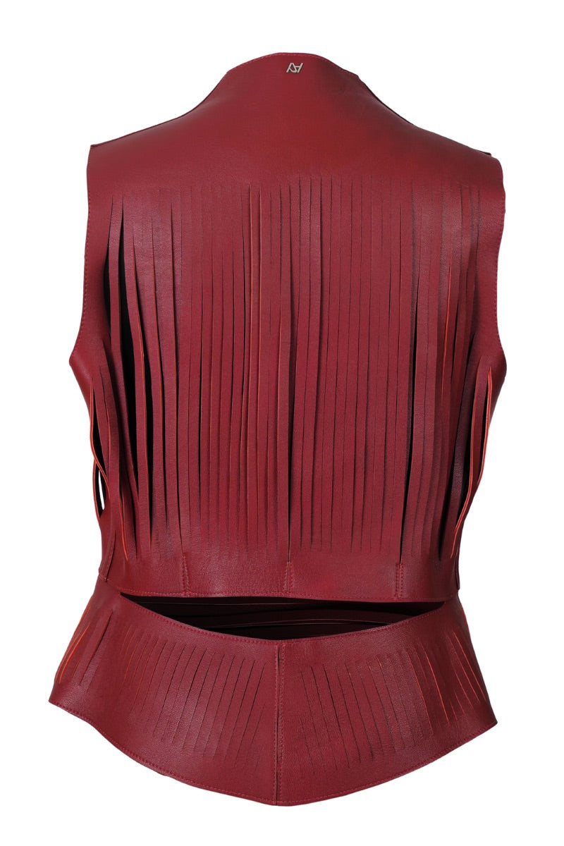 AYLA II LEATHER VEST IN RED - CULT MIA