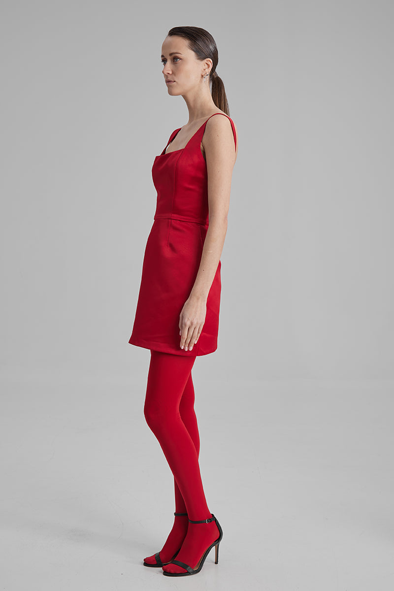 LUNA RED MINI DRESS WITH BIG BOW - CULT MIA