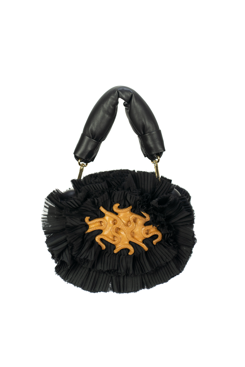 SIMETRIS PLISSÉ NOIR CLUTCH - CULT MIA