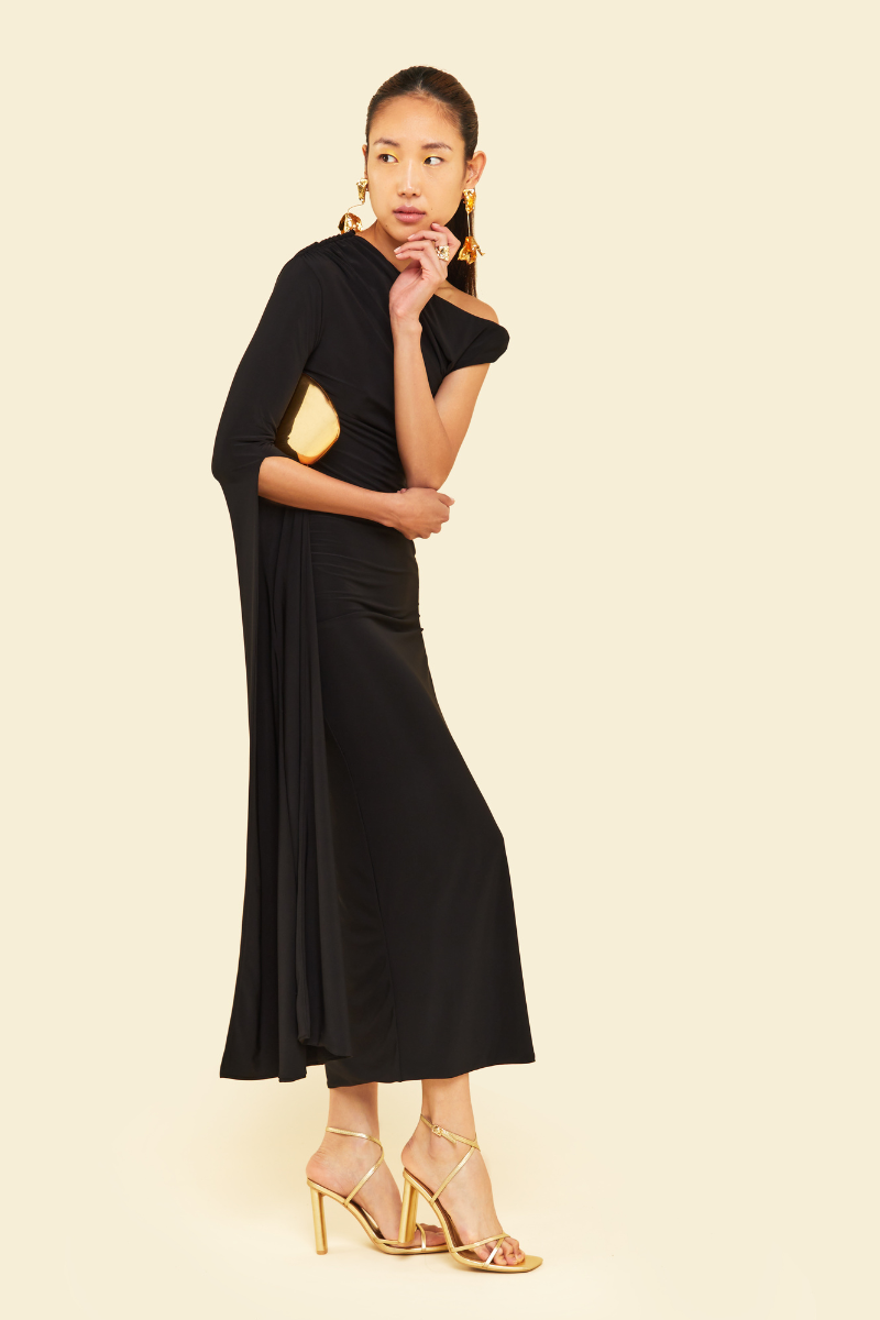 BEGONIA MIDAXI DRESS IN BLACK - CULT MIA