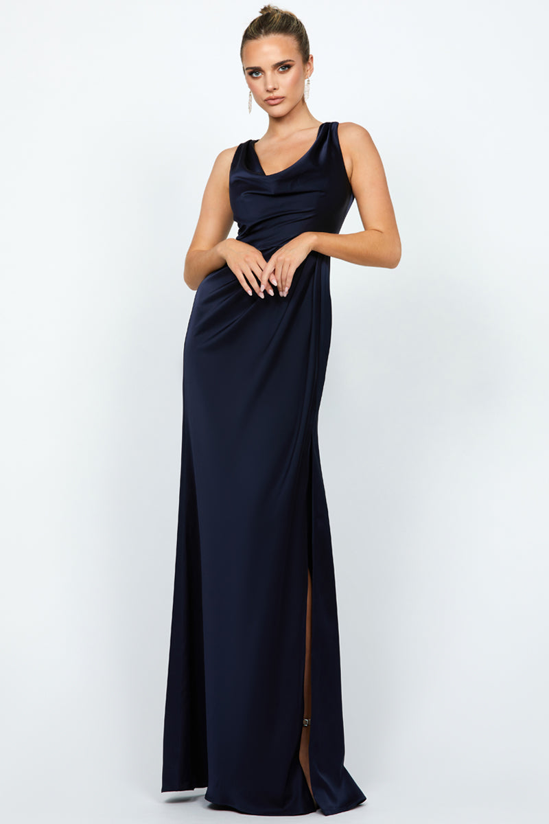 ADELYNN COWL NECK MAXI IN NAVY - CULT MIA