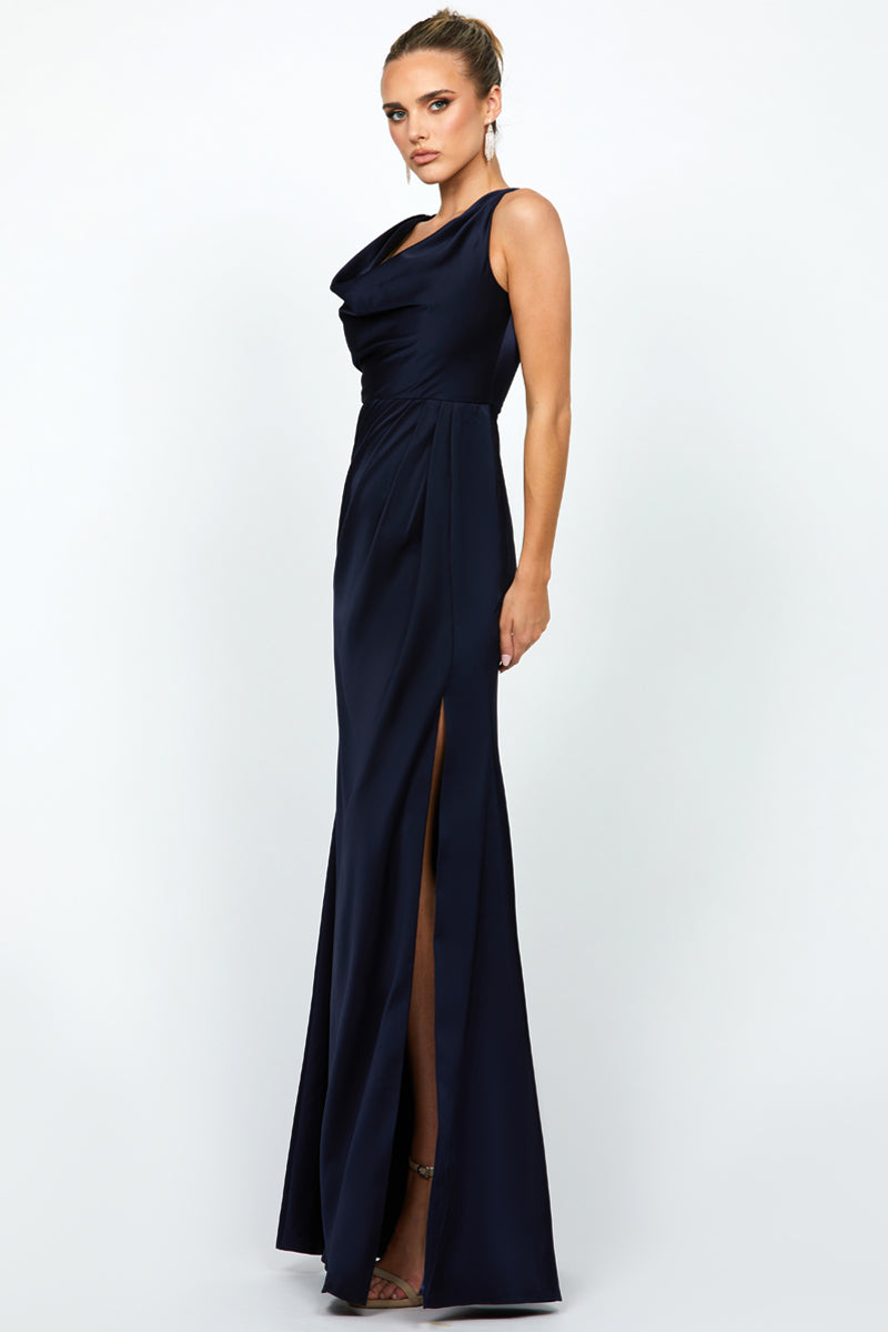 ADELYNN COWL NECK MAXI IN NAVY - CULT MIA