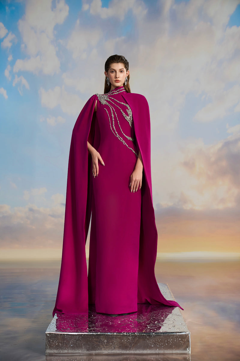 VERONICA CREPE FLOW CRYSTAL GOWN - CULT MIA