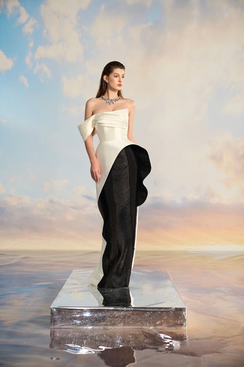 AMELINDA ROYAL TAFFETA PEPLUM GOWN - CULT MIA