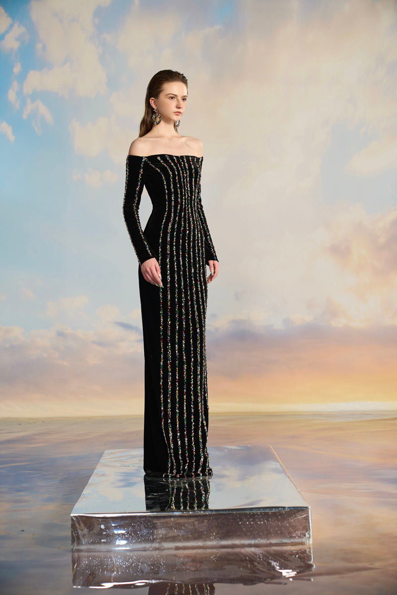 NAILA VELVET BODYCON MAXI DRESS - CULT MIA