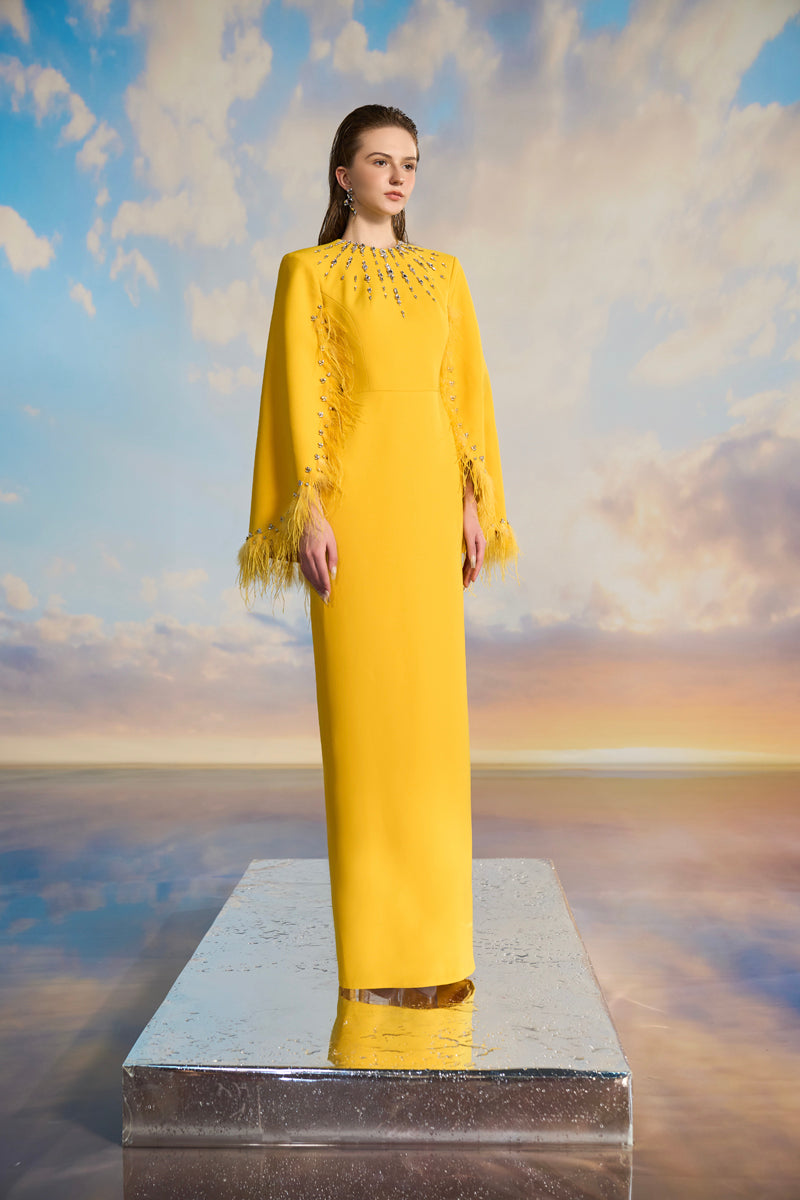 ALLISON CREPE CAPE SLEEVE MAXI DRESS - CULT MIA