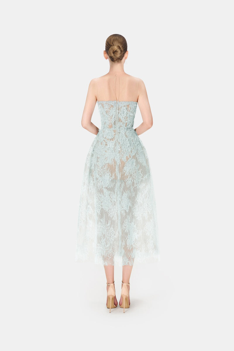 BABY BLUE BEADED LACE DRESS - CULT MIA